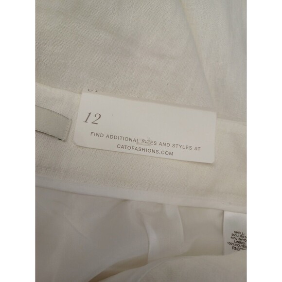 C EST 1946 Ankle Pants Linen Blend Women's Sz 12 White Classic - Picture 6 of 13
